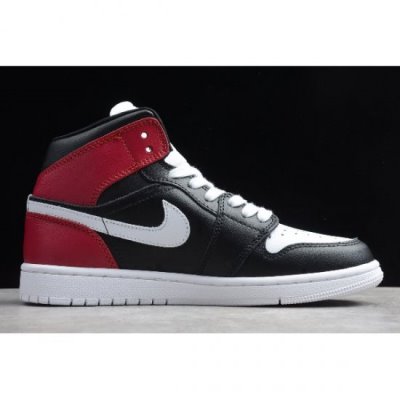 Nike Air Jordan 1 Mid Siyah / Kırmızı Basketbol Ayakkabısı Türkiye - 8PJRDKXU